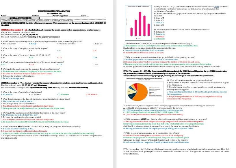 Preview 2 of MATHEMATICS 8 β 4TH QUARTERLY EXAM (HOTS-SOLO)