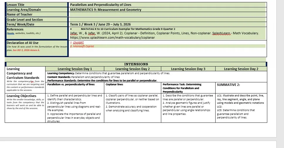 Preview 3 of MATH 9 Daily Lesson Plan ILAW format with worksheet Week 3
